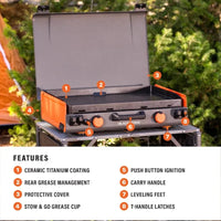 Load image into Gallery viewer, 20” x 14” 2-Burner Propane Blackstone Camping Griddle with Latching Hood and Handle
