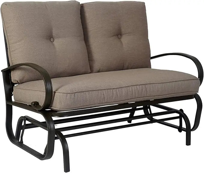 Glider Bench - Outdoor Rocking Loveseat with Sturdy Frame and Cushioned Seats