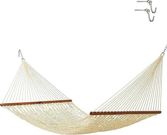 Deluxe Antique Brown DURACORD Rope Hammock with Extension Chains & Tree Hooks, Accommodates 2 People